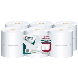 LUNA Papier Toaletowy 100m JUMBO Zgrzewka 12szt. Celuloza 2W 19101