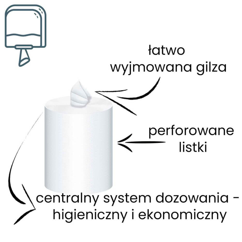 LUNA Ręcznik Papierowy FLEX ROLL 150m Centralnego Dozowania Zgrzewka 6szt. Celuloza 2W