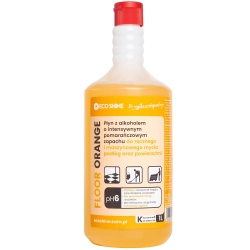 ECO SHINE FLOOR ORANGE 1L Płyn z alkoholem o intensywnym pomarańczowym zapachu do ręcznego i maszynowego mycia podłóg oraz powierzchni.