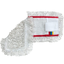 Nakładka Bawełniana Mop Płaski DUO Kieszeniowy + Klips Biały 50cm HS401