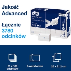Tork Ręcznik Miękki w Składce Trójpanelowej H2 Biały 3780 Tork Xpress 120398