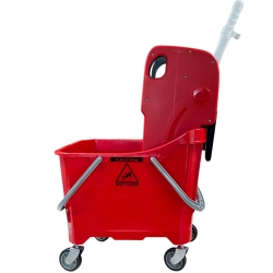 deClean Wózek do Sprzątania 24L Jednowiaderkowy + Wyciskarka Szczękowa JUMBO EXTRA Kolor Czerwony HS225