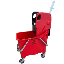 deClean Wózek do Sprzątania 24L Jednowiaderkowy + Wyciskarka Szczękowa JUMBO EXTRA Kolor Czerwony HS225