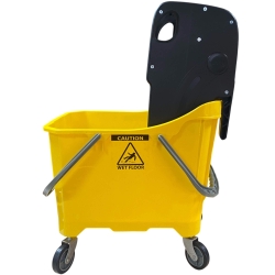 deClean Wózek do Sprzątania 24L Jednowiaderkowy + Wyciskarka Szczękowa JUMBO EXTRA Kolor Żółty HS225