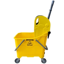 deClean Wózek do Sprzątania 24L Jednowiaderkowy + Wyciskarka Szczękowa Kolor Żółty HS225
