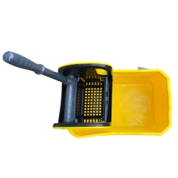 deClean Wózek do Sprzątania 24L Jednowiaderkowy + Wyciskarka Szczękowa Kolor Żółty HS225