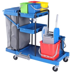 Wózek Serwisowy 2x18l z Wyciskarką Szczękową Półkami na Akcesoria oraz Koszem HS232