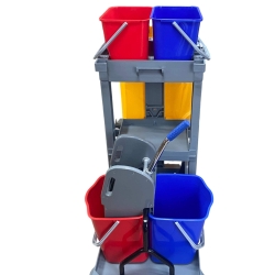 Wózek Serwisowy z Wyciskarką Szczękową Półkami oraz Koszem HS253