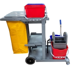 Wózek Serwisowy z Wyciskarką Szczękową Półkami oraz Zamykanym Koszem HS254