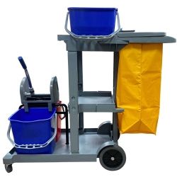 Wózek Serwisowy z Wyciskarką Szczękową Półkami oraz Zamykanym Koszem HS254