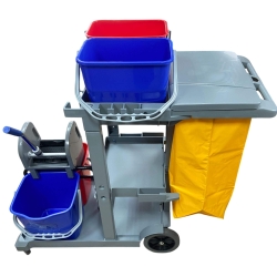 Wózek Serwisowy z Wyciskarką Szczękową Półkami oraz Zamykanym Koszem HS254