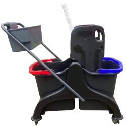 deClean Wózek do Sprzątania 2-wiadra 25 litrów Prasa EXTRA Jumbo + Pojemnik HS306