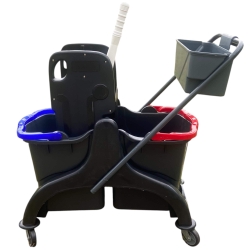 deClean Wózek do Sprzątania 2-wiadra 25 litrów Prasa EXTRA Jumbo + Pojemnik HS306