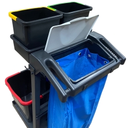 deClean Wózek Serwisowy do Sprzątania 2 x 20 litrów, Kosz, Uchwyt, Prasa Extra Jumbo HSC460